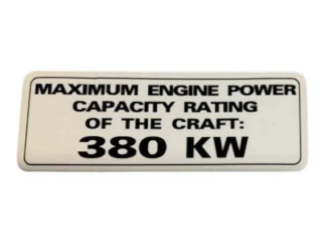 Fits 2009-2011 Sea-Doo 200 Speedster 510 / 230 Challenger 310 Power Capacity Label, OEM Part # 204901984