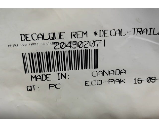 Fits Sea-Doo Sea-Doo Sea-Doo Decal TRAILER/210 Challeng, OEM Part # 204902071