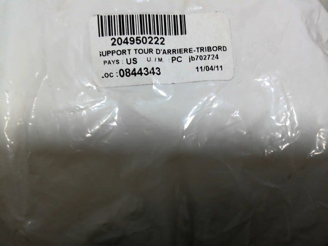 Fits 2010 Sea-Doo 230 Challenger SE 430 / 230 Challenger SE 510 REAR Tower Support Starboa, OEM Part # 204950222