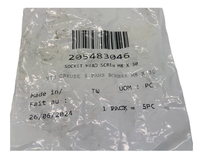 Fits BRP Socket HEAD Screw M8 X 30, OEM Part # 205483046