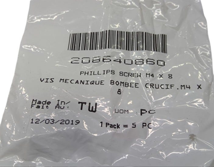 Fits BRP Phillips Screw M4 X 8, OEM Part # 208640860