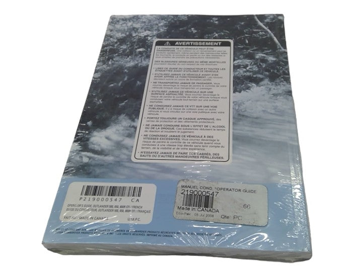 2009 Fits Can-Am Standard & X (3F9D, 3G9D) Operator Guide, OEM Part # 219000547 - Vintage image