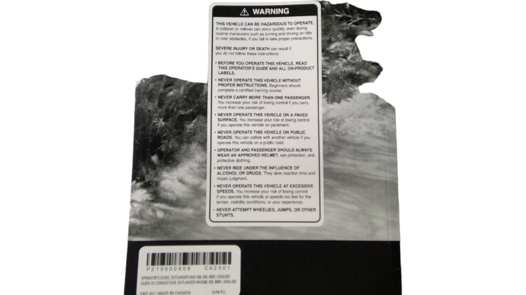 2009 Fits Can-Am Standard & X (3F9D, 3G9D) Operator Guide, OEM Part # 219000608 - Vintage image
