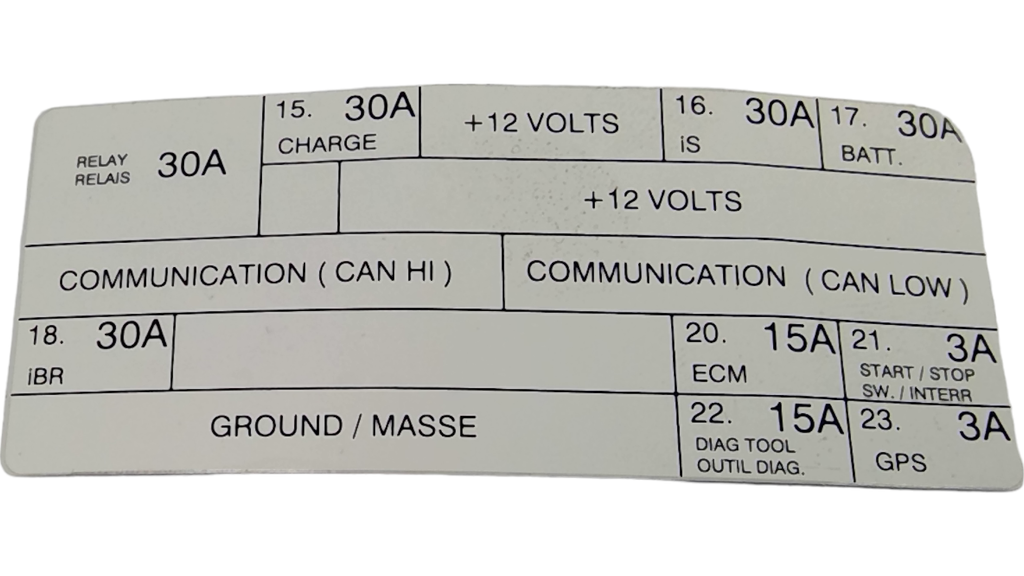 Fits 2009-2010 Sea-Doo GTX 155 / GTX iS 215 Fuse-Relay Decal, OEM Part # 219903035