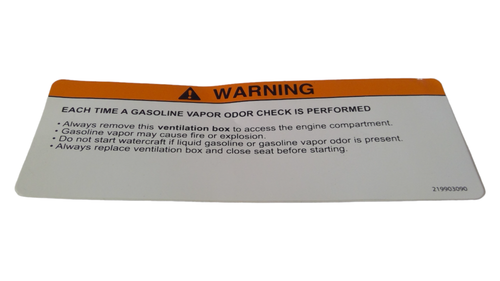 Fits Sea-Doo Warning Decal, Gasoline VA, OEM Part # 219903090