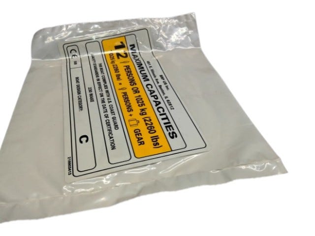 Fits 2011 Sea-Doo 230 Wake 430 / 230 Wake 510 Capacity Label, OEM Part # 219903413