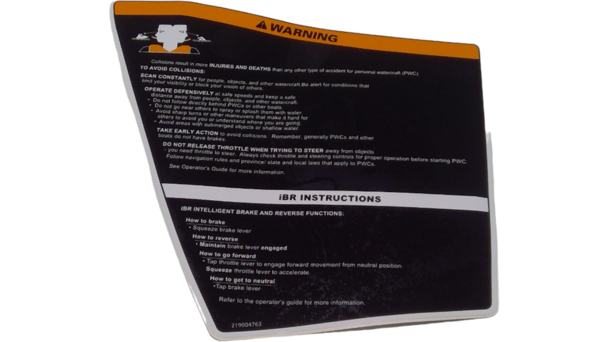 Sea-Doo Principal Label LEFT, OEM Part # 219904763