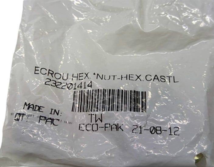 Fits BRP NUT HEX Castle DIN 935, OEM Part # 232201414
