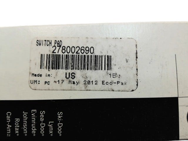 Fits 2012 Sea-Doo 210 Wake 310 / 210 Wake 430 Switch PAD, OEM Part # 278002690