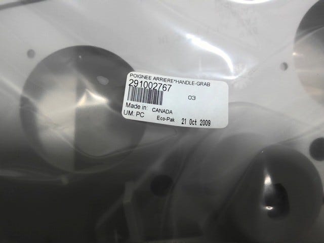 Fits 2009-2010 Sea-Doo GTI SE 130 / GTI SE 155 REAR Handle GRAB, OEM Part # 291002767