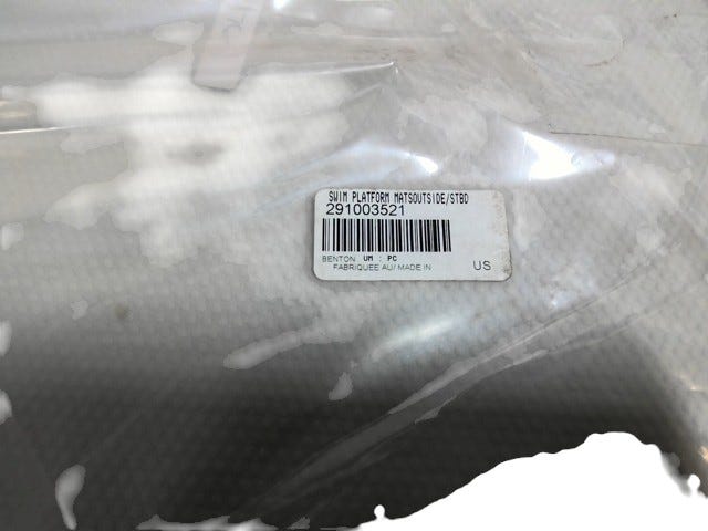 Fits 2012 Sea-Doo 230 Challenger & Challenger SE 310 / 230 Challenger SE 430 SWIM Platform MAT Outside, OEM Part # 291003521