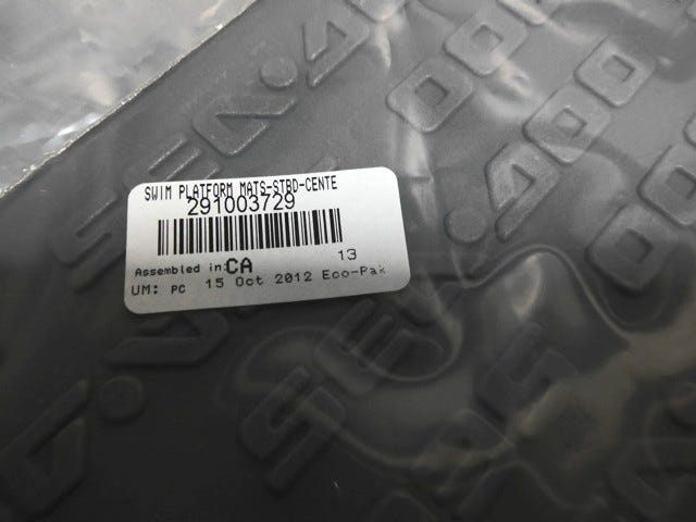 Fits 2012 Sea-Doo 230 Wake 430 / 230 Wake 520 SWIM Platform MAT Inside S, OEM Part # 291003729