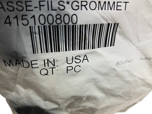 Fits 2008-2012 Ski-Doo Skandic SWT V800 YetiII / Skandic WT 550F YetiII Grommet, OEM Part # 415100800