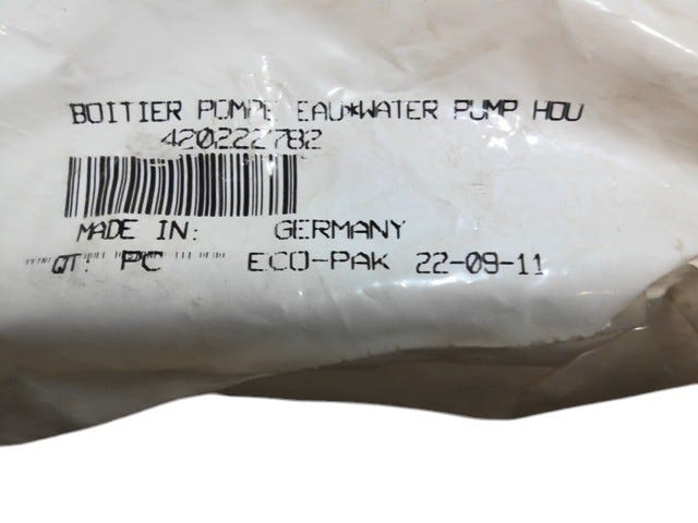 Fits 2008, 2009, 2011, 2012 Ski-Doo Skandic SWT V800 YetiII / Legend Touring Water PUMP Housing, OEM Part # 420222782