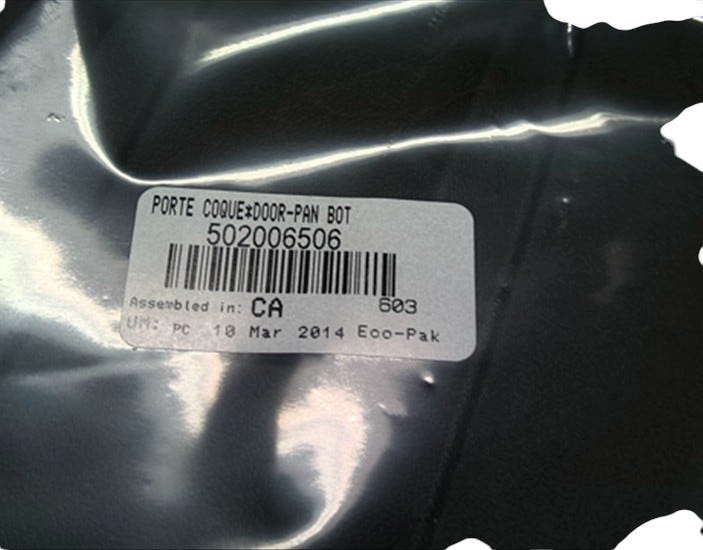 Fits BRP Bottom PAN DOOR Black B 16, OEM Part # 502006506