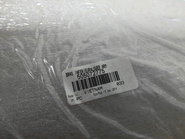 Fits 2010 Ski-Doo MX Z X-RS 600HO ETEC / MX Z X-RS 800R PTEK Yelllow RH Lower ARM, OEM Part # 505072775