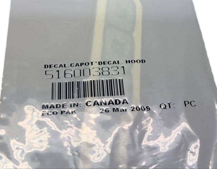 Fits Ski-Doo HOOD Decal Rotax 600 HO E-, OEM Part # 516003831