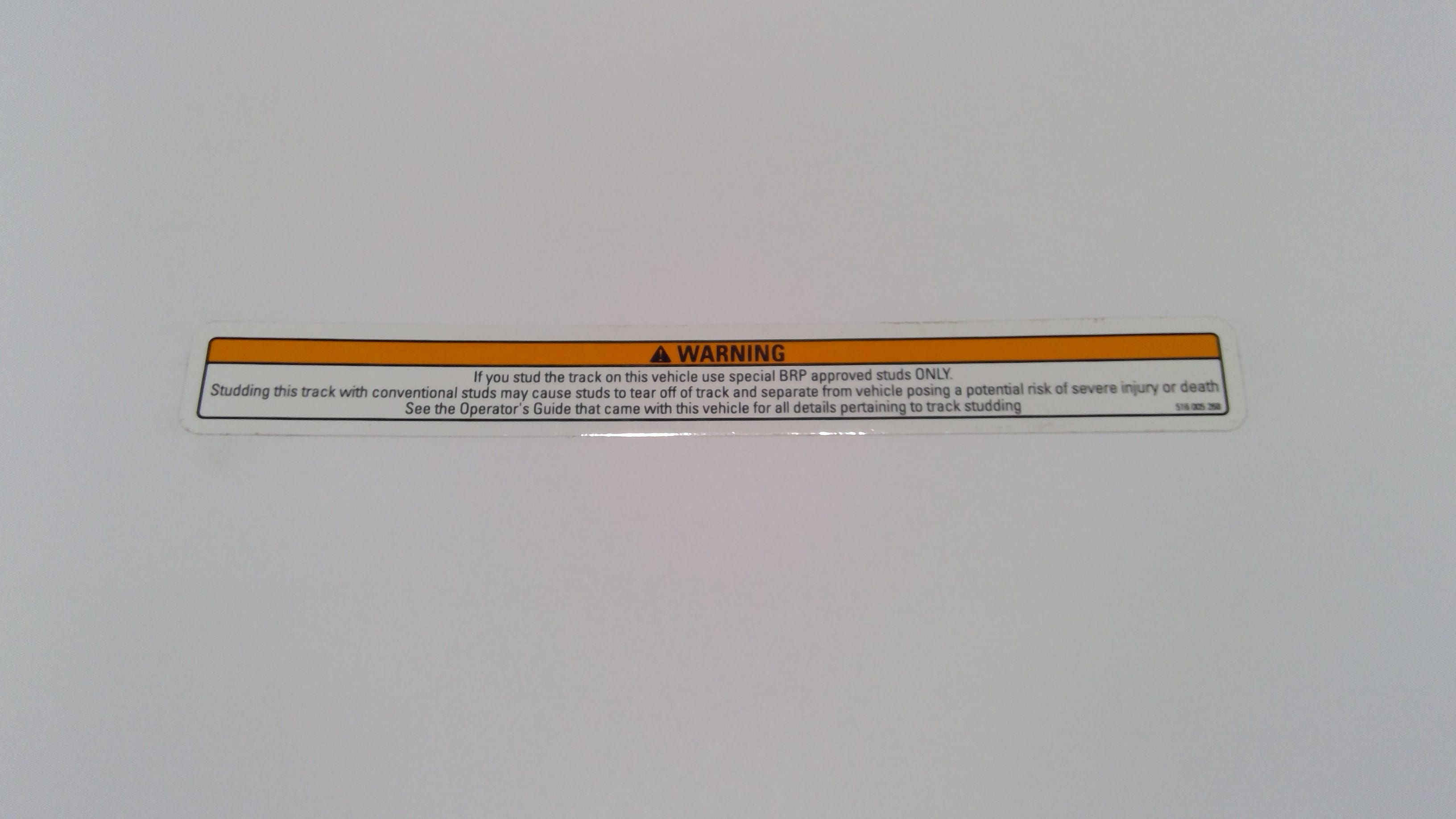 Fits Ski-Doo Warning Decal, Track, OEM Part # 516005268