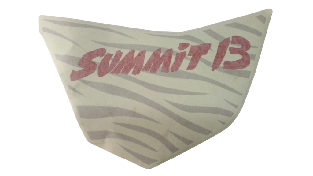 Fits 2016 Ski-Doo SUMMIT 800R E-TEC LH Side Decal, Summit B Silver/Red, OEM Part # 516007324