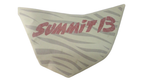 Fits 2016 Ski-Doo SUMMIT 800R E-TEC LH Side Decal, Summit B Silver/Red, OEM Part # 516007324
