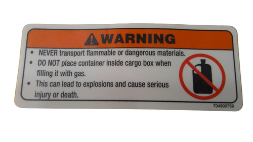 Can-Am Warning Label, Flamable, OEM Part # 704900759
