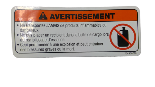 Can-Am Warning Label, Flamable, OEM Part # 704900760