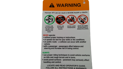 Can-Am Warning Decal, General USE, OEM Part # 704901859