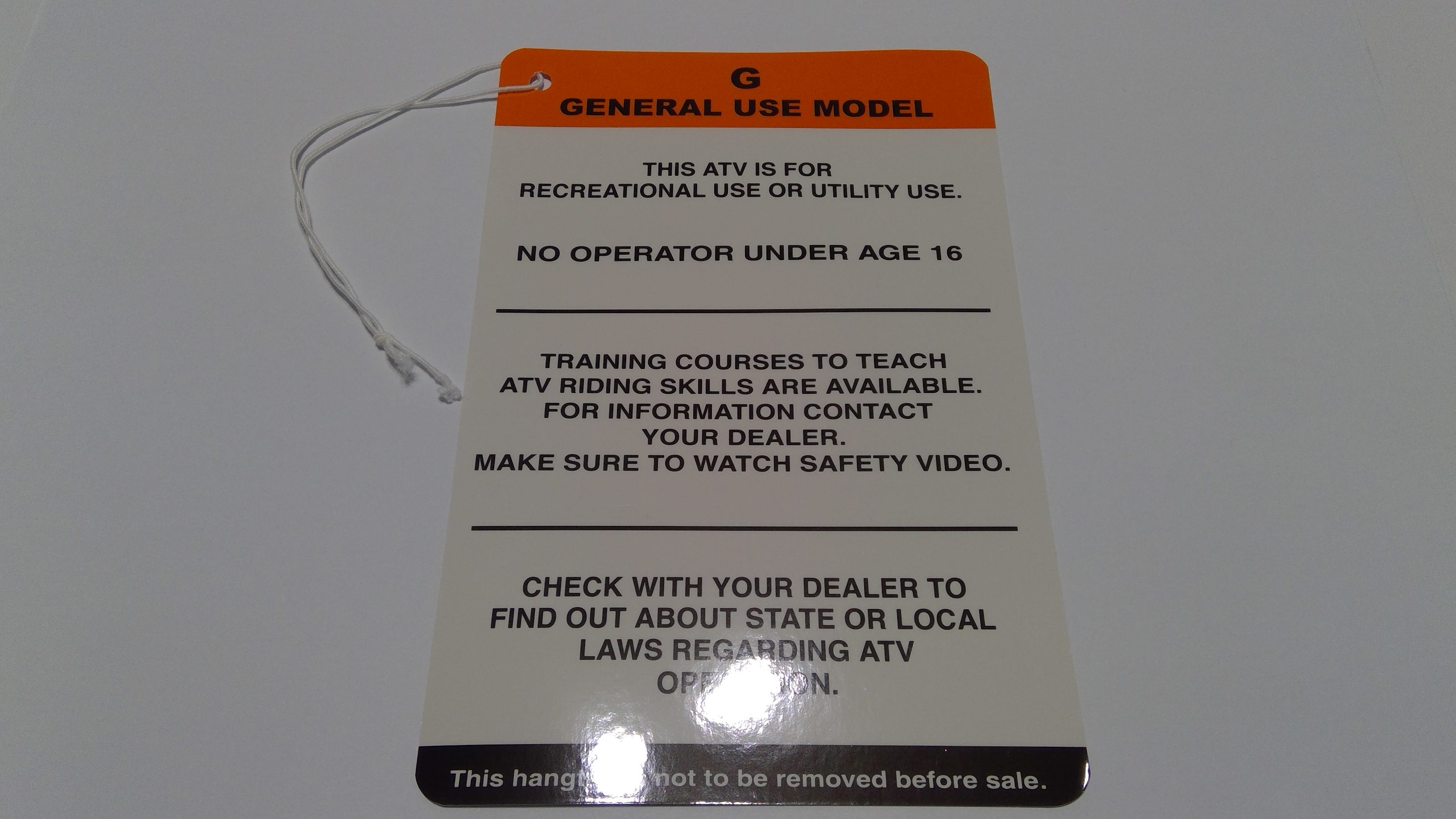 Can-Am Warning Label, General USE, OEM Part # 704901863