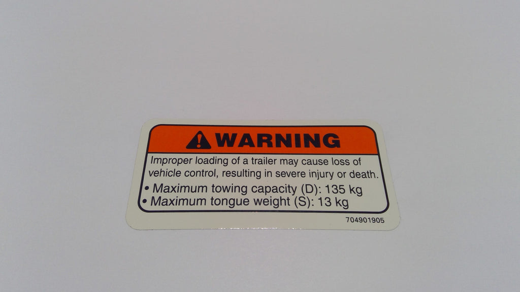Can-Am Warning Decal, Trailer, OEM Part # 704901905