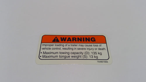 Can-Am Warning Decal, Trailer, OEM Part # 704901905