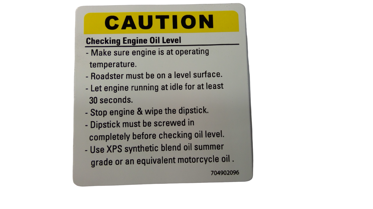 Can-Am Caution Decal, OIL Level, OEM Part # 704902096