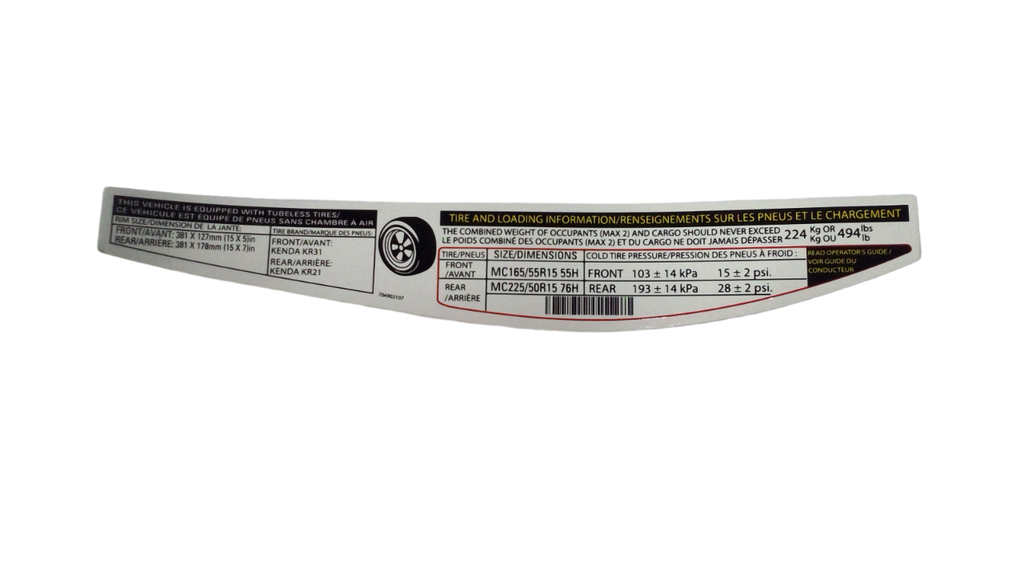 Can-Am Decal, TIRE Information, OEM Part # 704903107