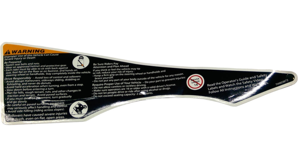 Can-Am Warning Decal, Death AND I, OEM Part # 704903672