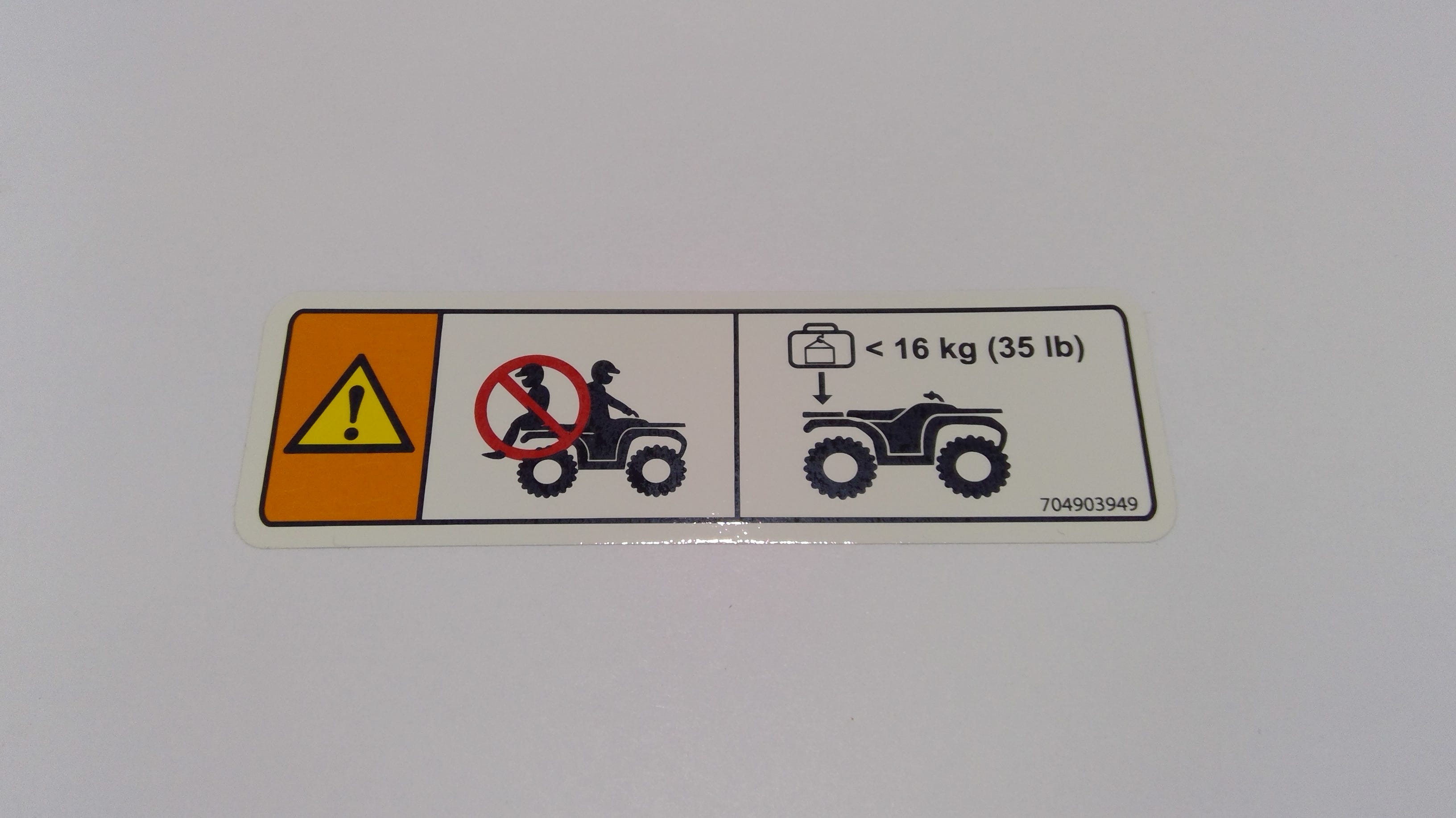 Can-Am Warning Decal, Luggage RAC, OEM Part # 704903949