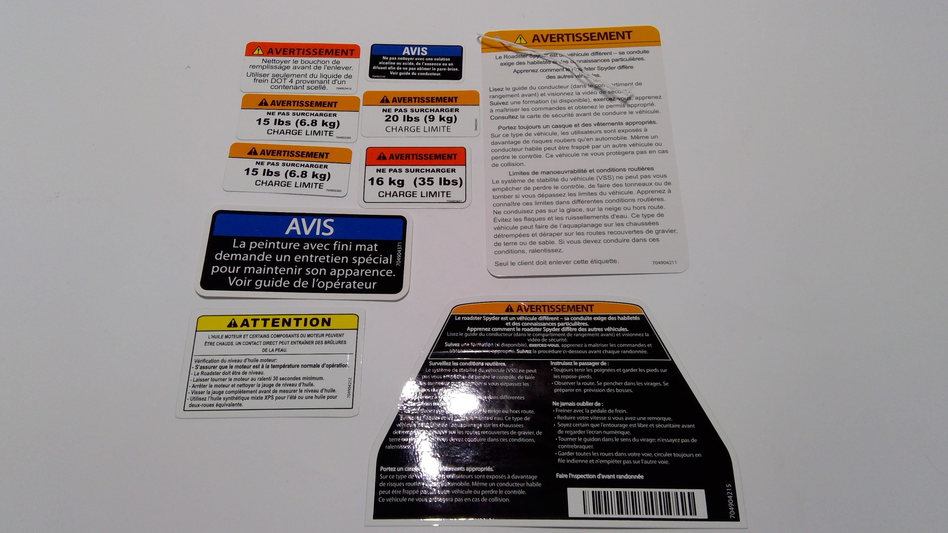 Can-Am KIT DOC FR. RS, OEM Part # 704904210