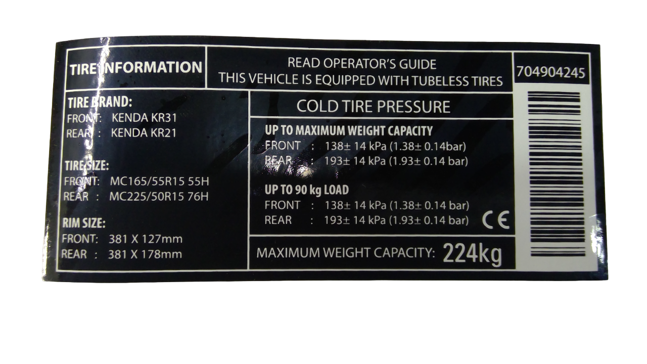 Can-Am TIRE Decal, English, INTL, OEM Part # 704904245