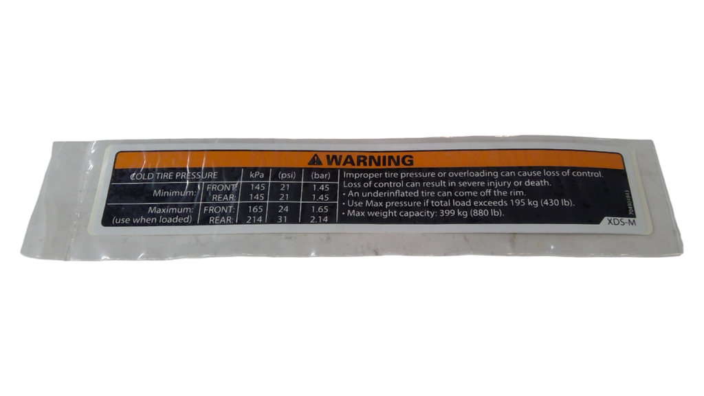 Can-Am Warning Decal, TIRE Pressu, OEM Part # 704904843