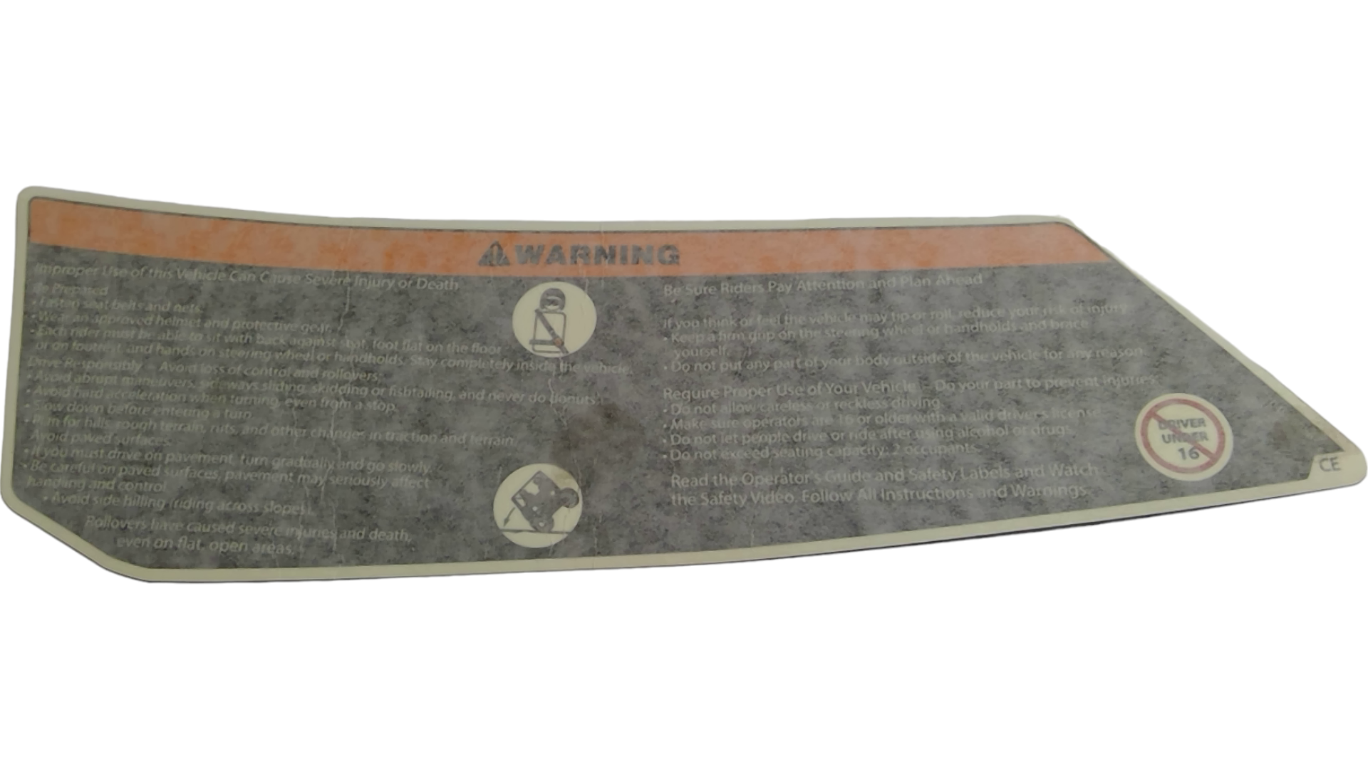Fits Can-Am Warning Label, OEM Part # 704905086