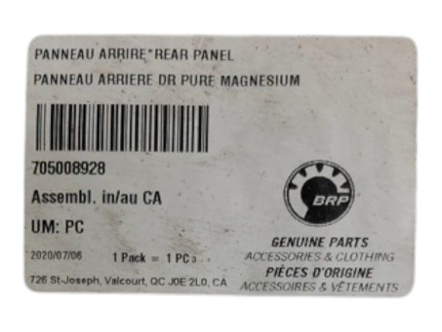 Fits 2010-2013 Can-Am Spyder RS_RSS SE5 / Spyder RS_RSS SM5 Panel_Body Rear R B-321, OEM Part # 705008928