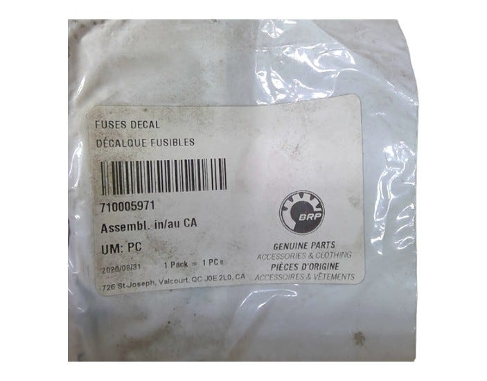 Fits BRP Fuses Decal, OEM Part # 710005971