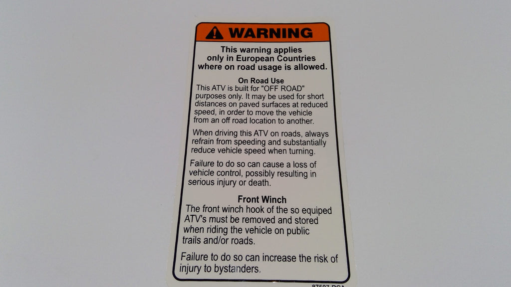 Can-Am Multilingual Label, OEM Part # S87507RCA000