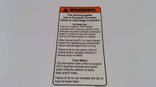 Can-Am Multilingual Label, OEM Part # S87507RCA000