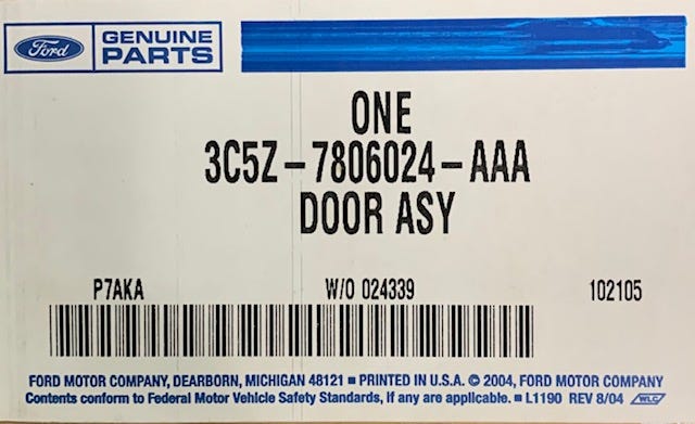 Ford New 2003-2004 Fits Lincoln Aviator Door Assembly Glove Compartment, Part # 3C5Z7806024AAA