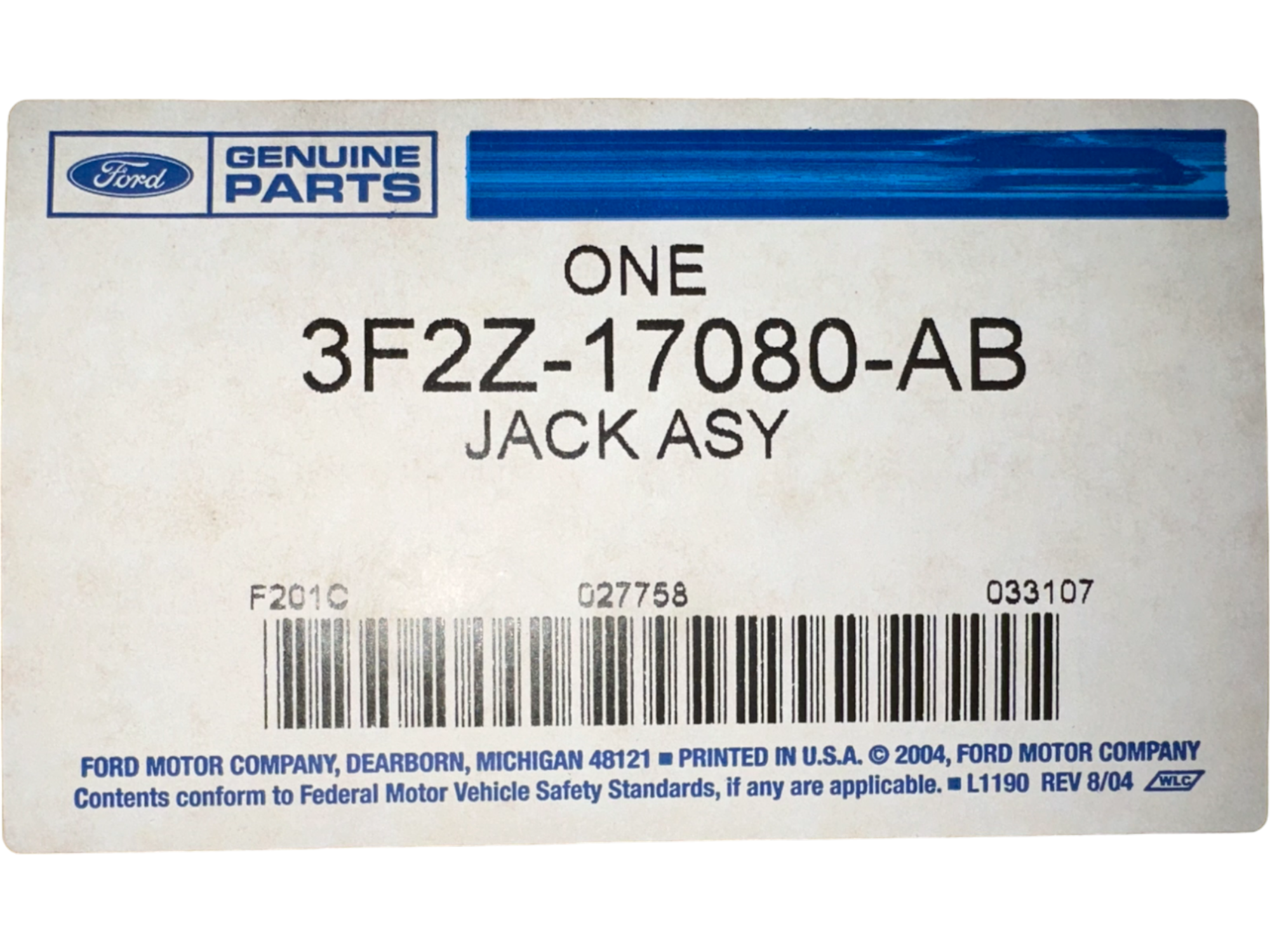 Ford New 2003-2007 Fits Ford / Mercury Freestar / Windstar / Monterey Jack Assy - Lifting Base No. 17080, Part # 3F2Z17080AB