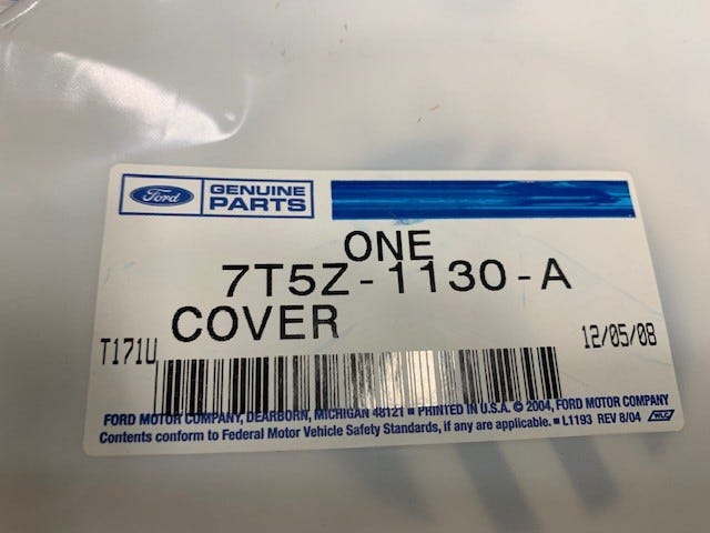 Ford New 2007 Fits Ford / Mercury Five Hundred / Montego Cover - Wheel Base No. 1130d, Part # 7T5Z1130A