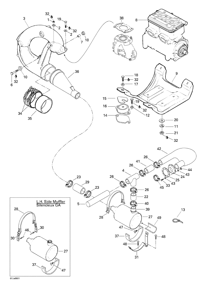 Fits 1996-2002 Sea-Doo Marine Parts Seal-Exhaust, OEM Part # 204130225