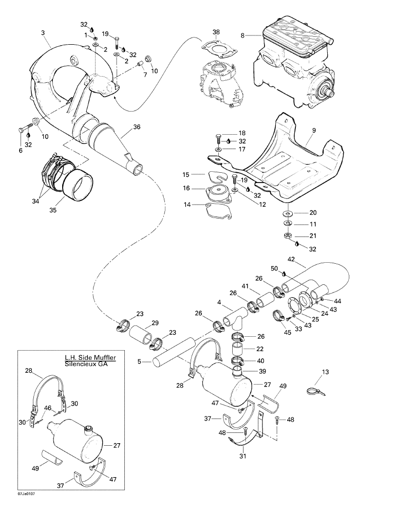 Fits 1996-2002 Sea-Doo Marine Parts Seal-Exhaust, OEM Part # 204130225