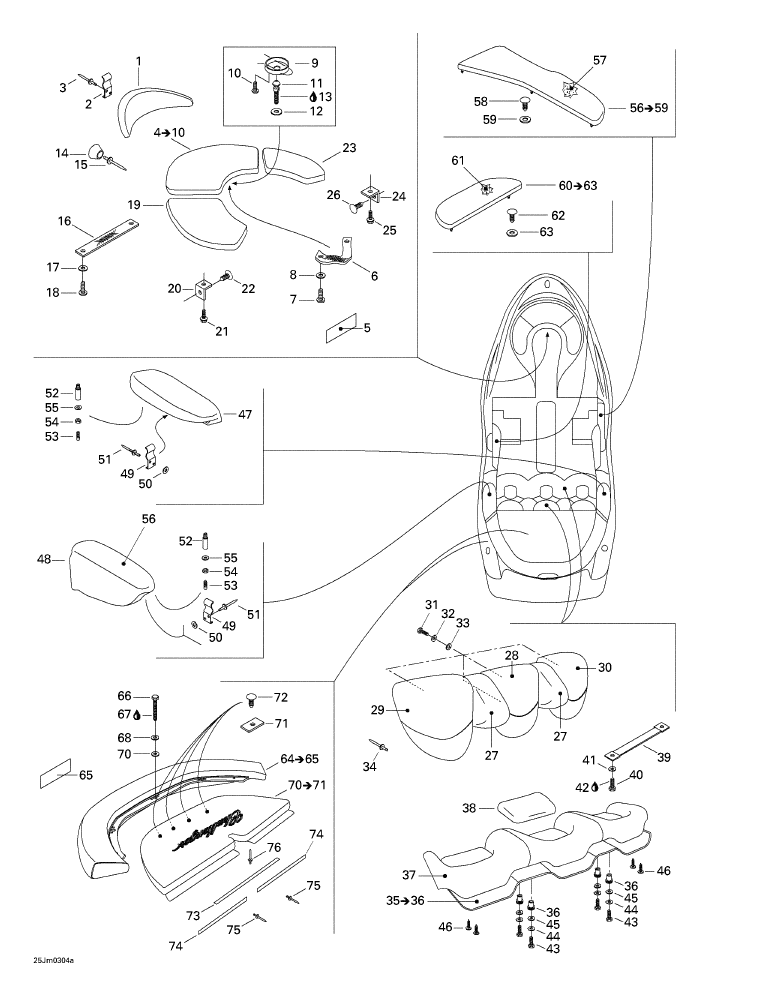 Fits 1997-2004 Sea-Doo Boats Seat Bracket, OEM Part # 204610100
