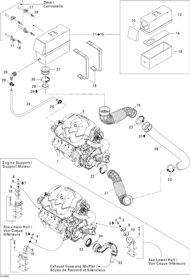 Fits 2004-2005 Sea-Doo Challenger 180 4-TEC SC / GTX 4-TEC, LTD Supercharged / GTX 4-TEC, Supercharged Oil Separator Vent Hose Kit, OEM Part # 295501044