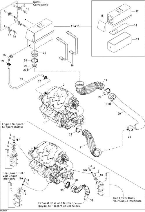 Fits 2004-2005 Sea-Doo Challenger 180 4-TEC SC / GTX 4-TEC, LTD Supercharged / GTX 4-TEC, Supercharged Oil Separator Vent Hose Kit, OEM Part # 295501044